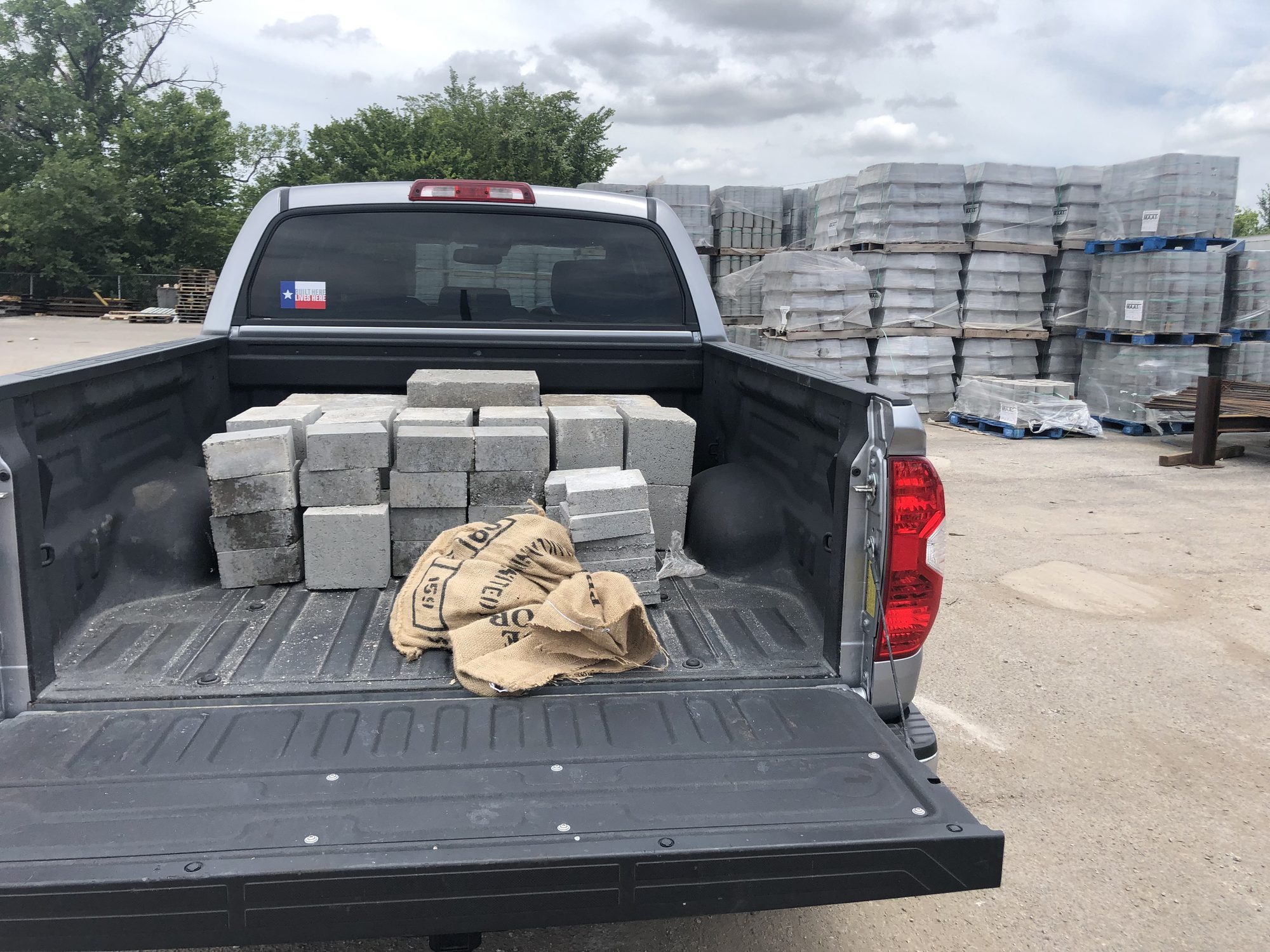 Materials pavers truckbed, Imperial Foundation Repair job site in North Texas