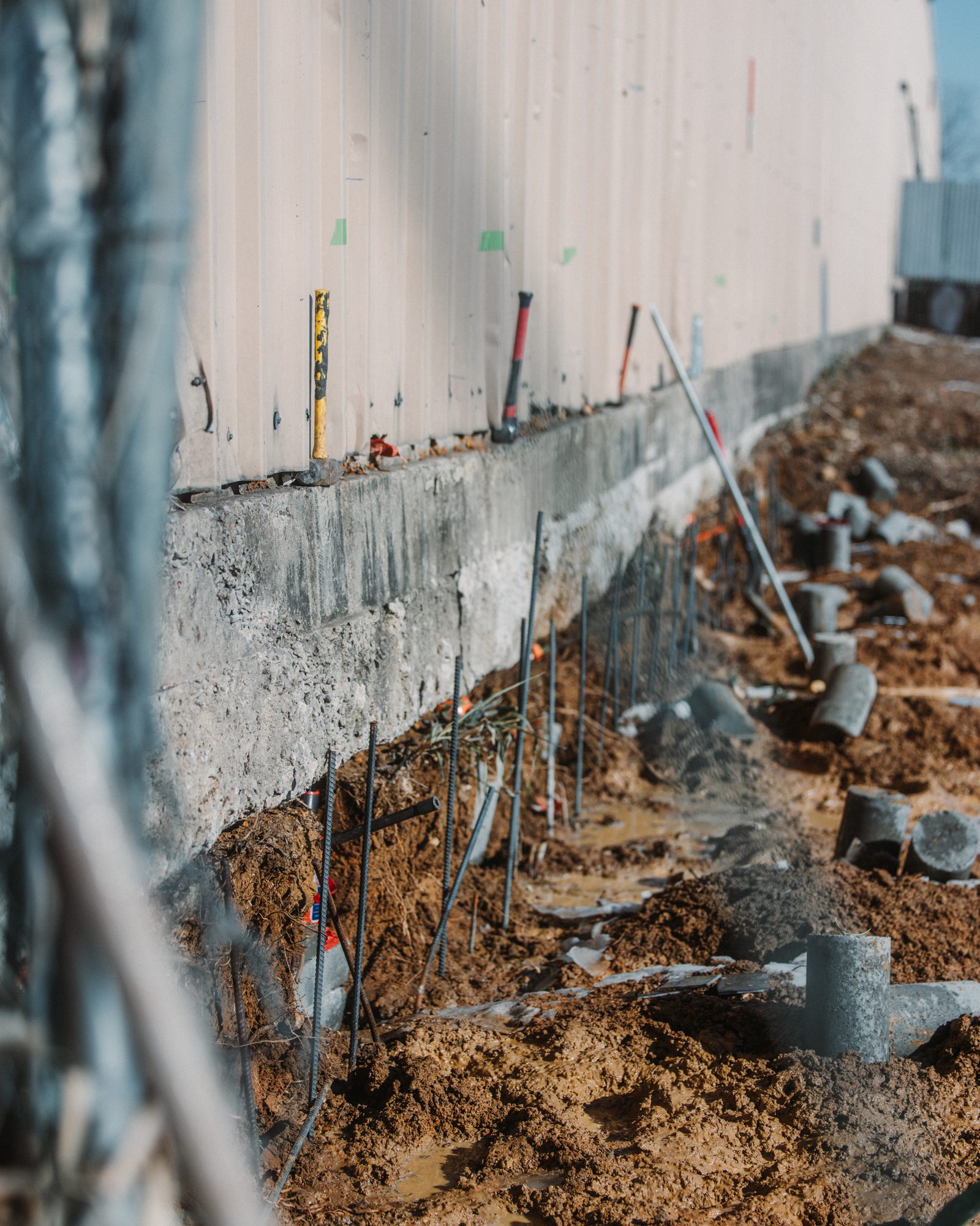 Warehouse pier line, Imperial Foundation Repair job site in North Texas