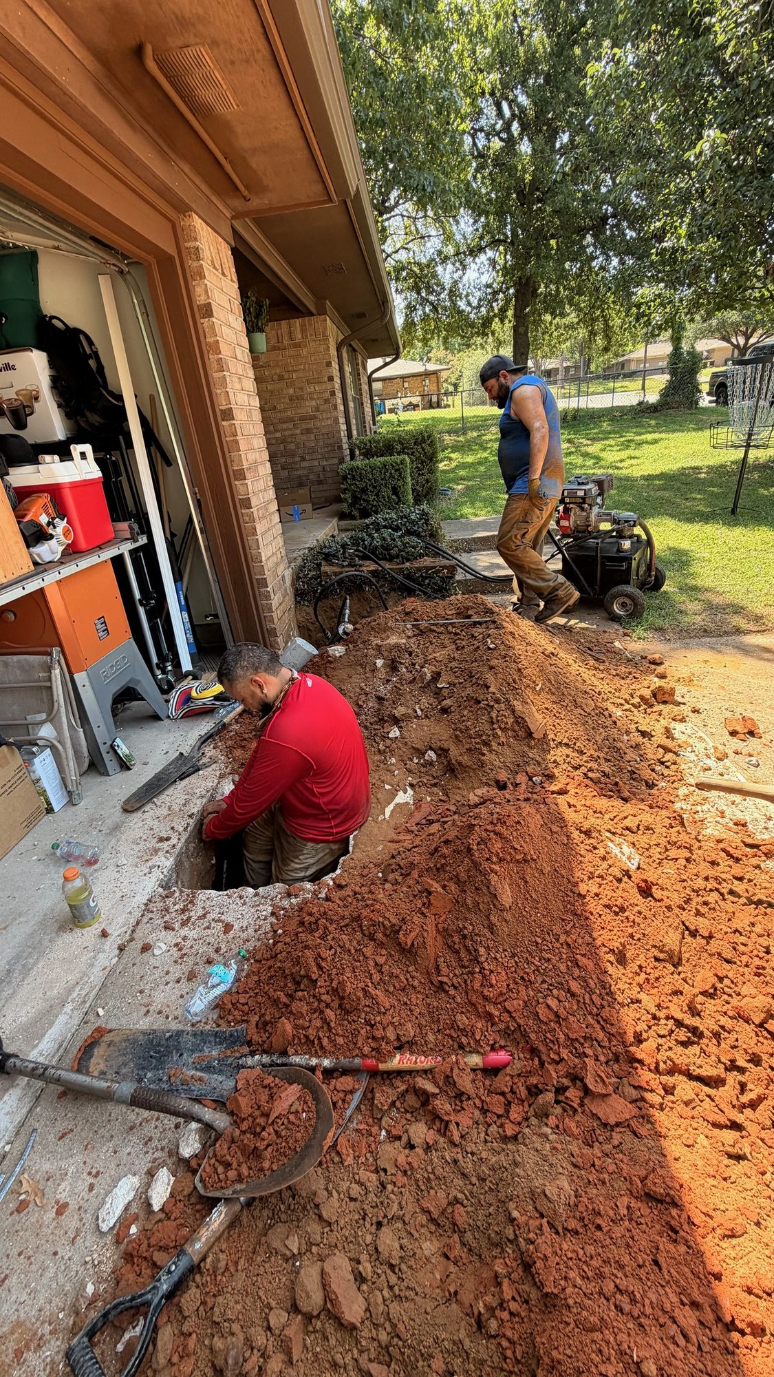 Trench garage excavation, Imperial Foundation Repair job site in North Texas