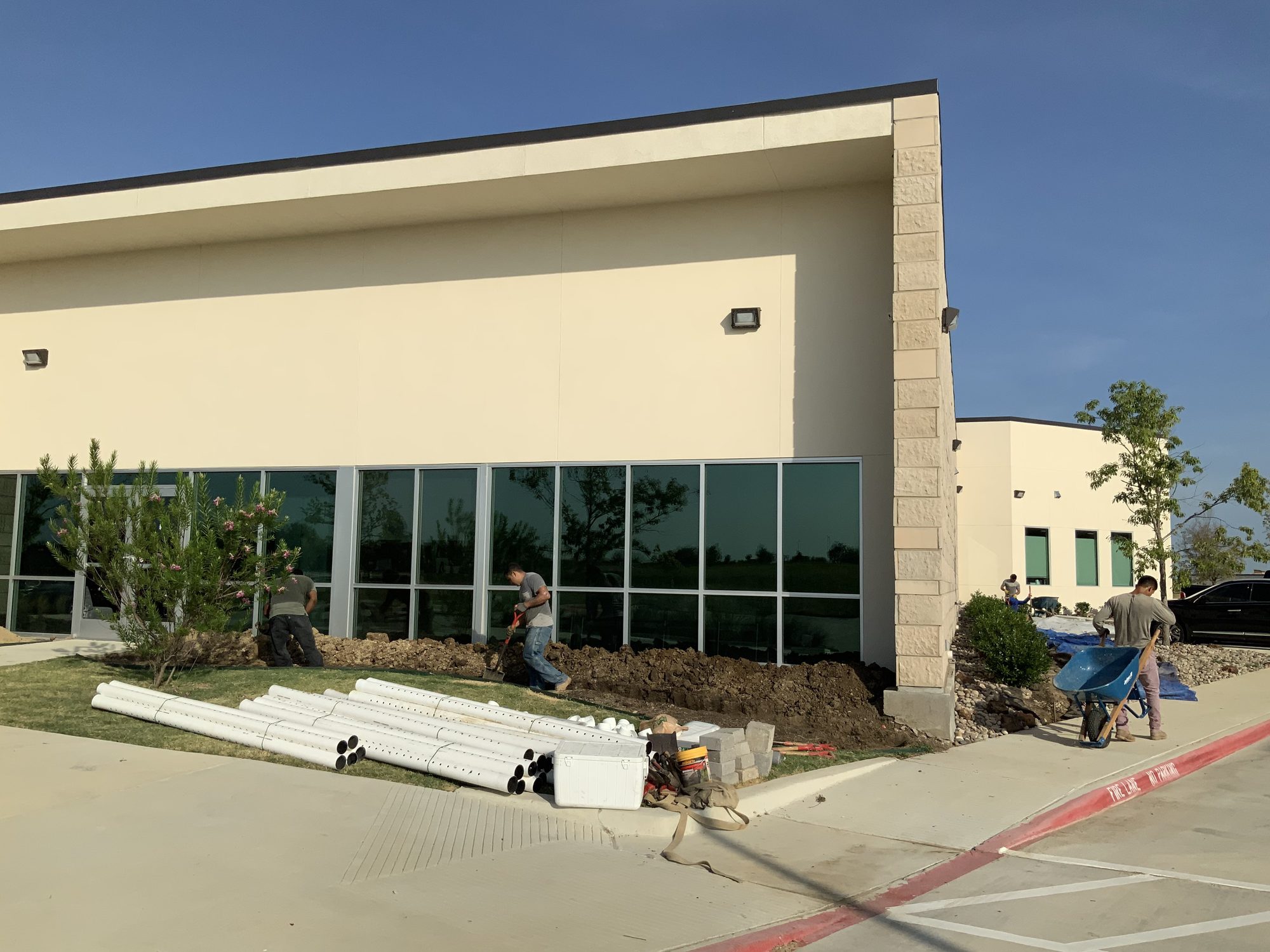 Commercial PVC staged, Imperial Foundation Repair job site in North Texas