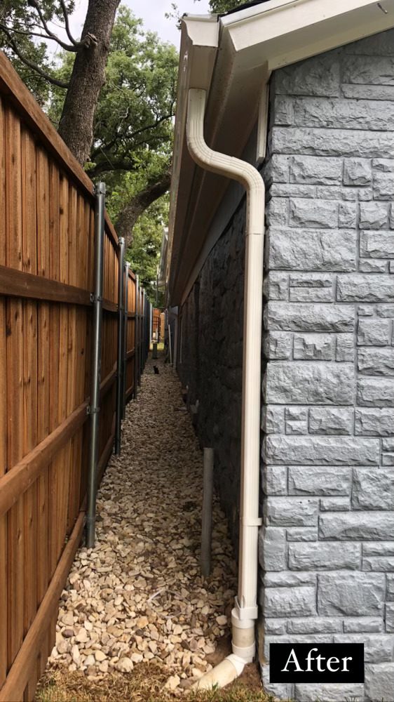 Downspout gravel bed after, Imperial Foundation Repair job site in North Texas