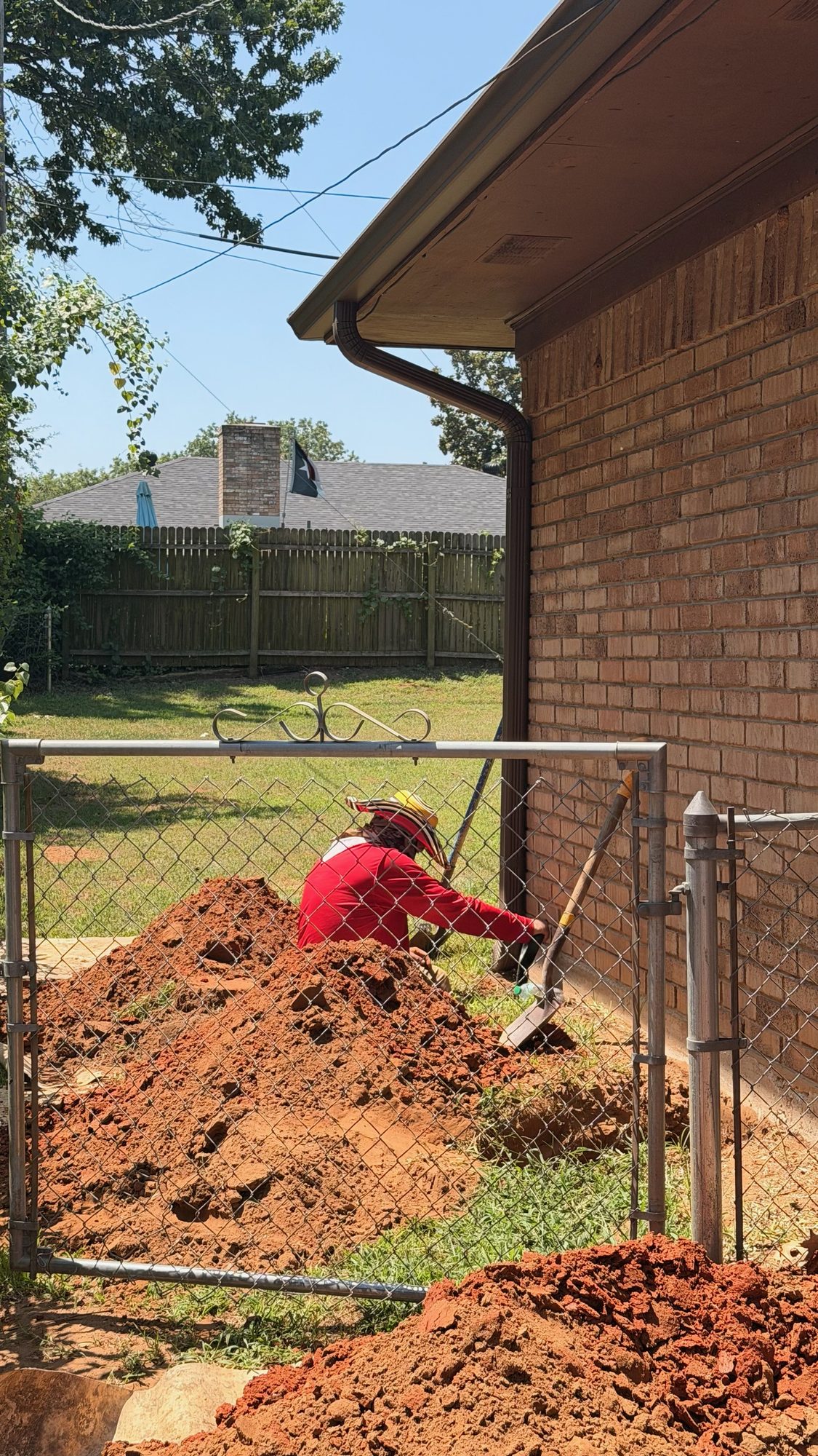Excavation side yard, Imperial Foundation Repair job site in North Texas