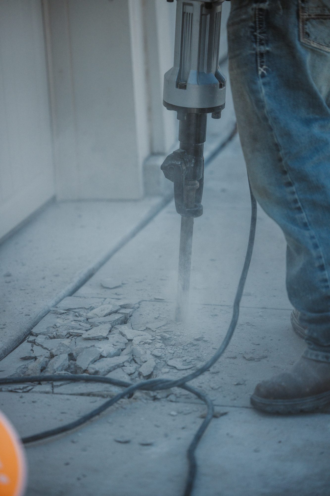 Jackhammer dust, Imperial Foundation Repair job site in North Texas